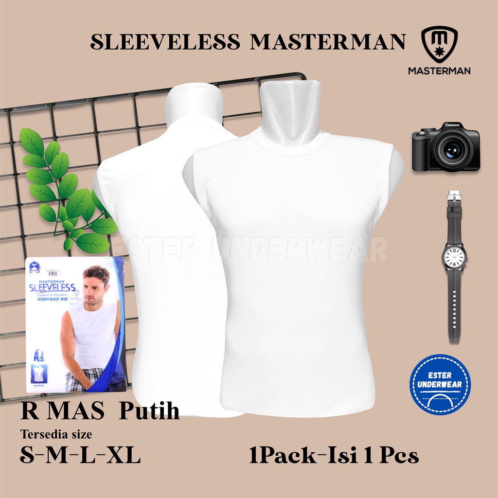 Kaos Tanktop Pria MASTERMAN PUTIH ISI 1