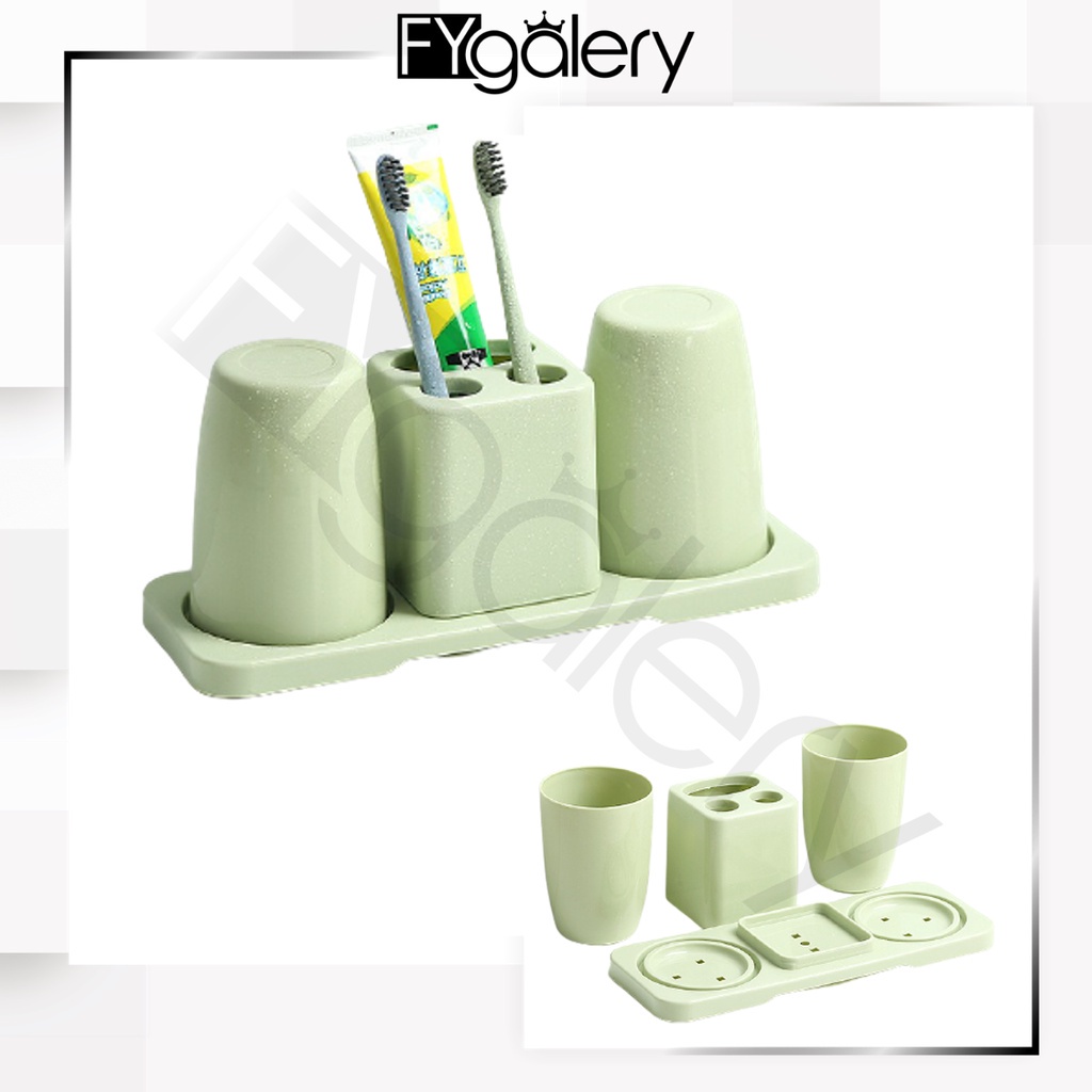 FYGALERY HL0289 Tempat Sikat Gigi Odol 1 Set Cangkir Kumur Plastik Rak Sikat Gigi Set Rak Toilet Murah Toothbrush Holder