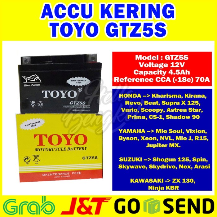 Promo Aki Accu Honda Beat Toyo Gtz5S Gel