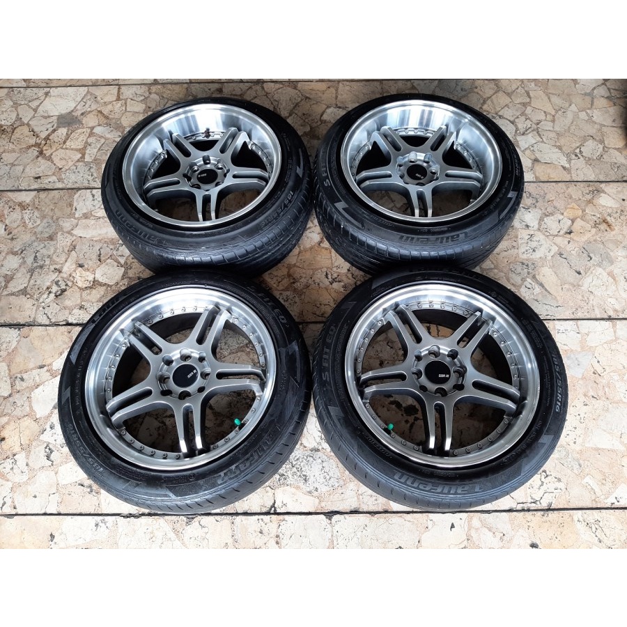 VELG MOBIL BEKAS RACING SSR RING 16 LEBAR 7/8,5 LUBANG BAUT PCD 4x100, 4x114  + BAN LAUFEN 185/55 R1