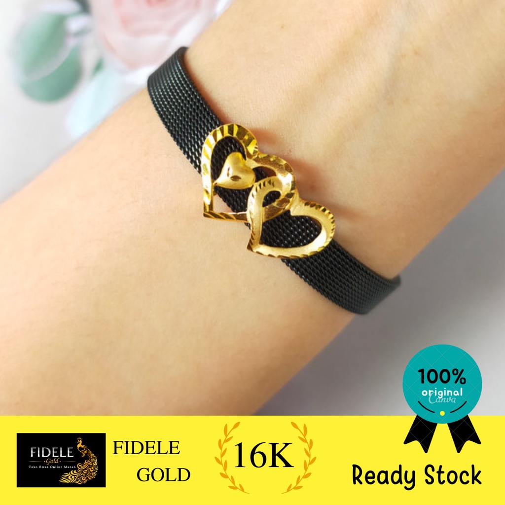 Gelang Mainan Love Double Charm Emas MUda 375