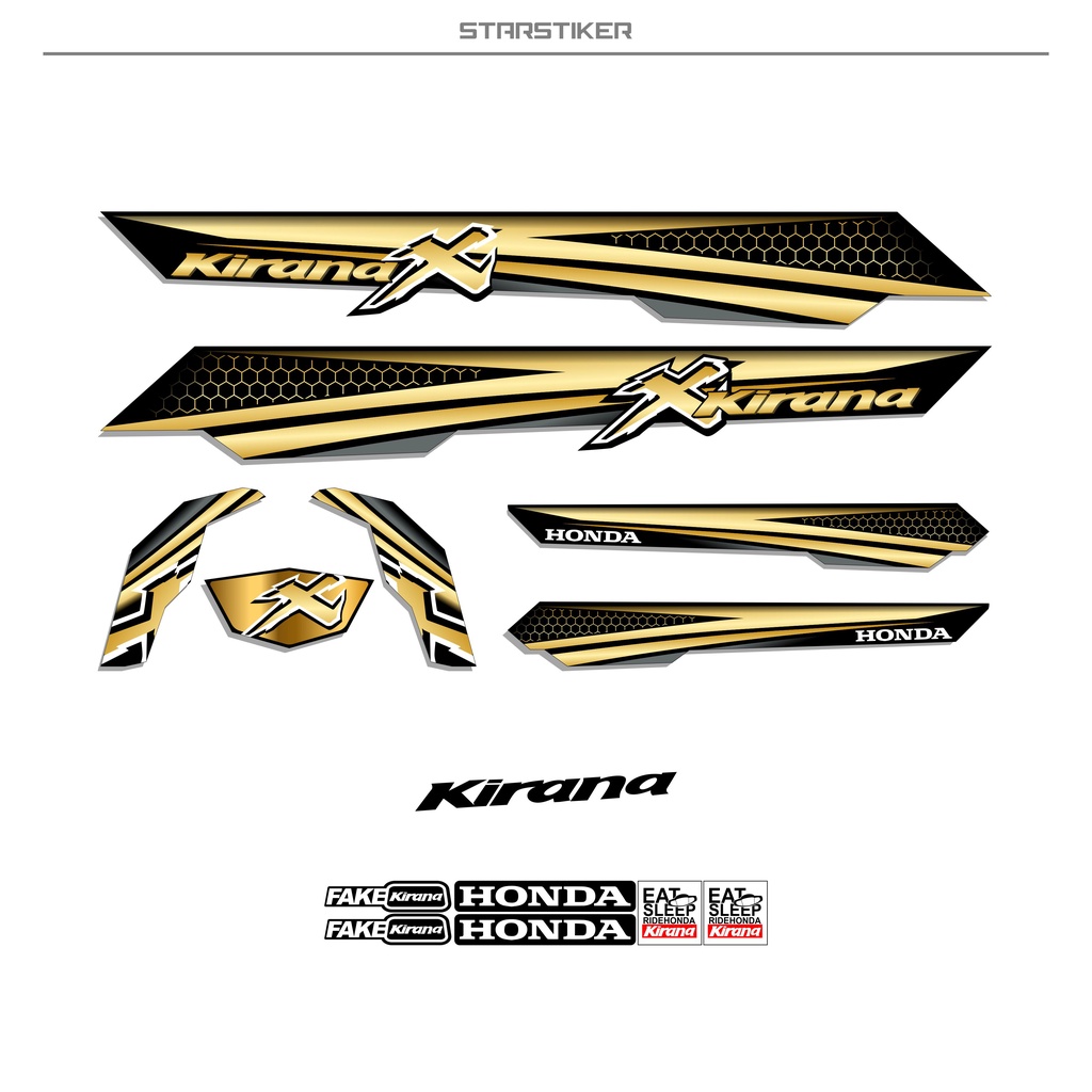 (S) KD9 / STRIPING KIRANA / DASAR HITAM / MOTIF X FIT / STRIPING / STIKER HONDA KIRANA / STICKER HON