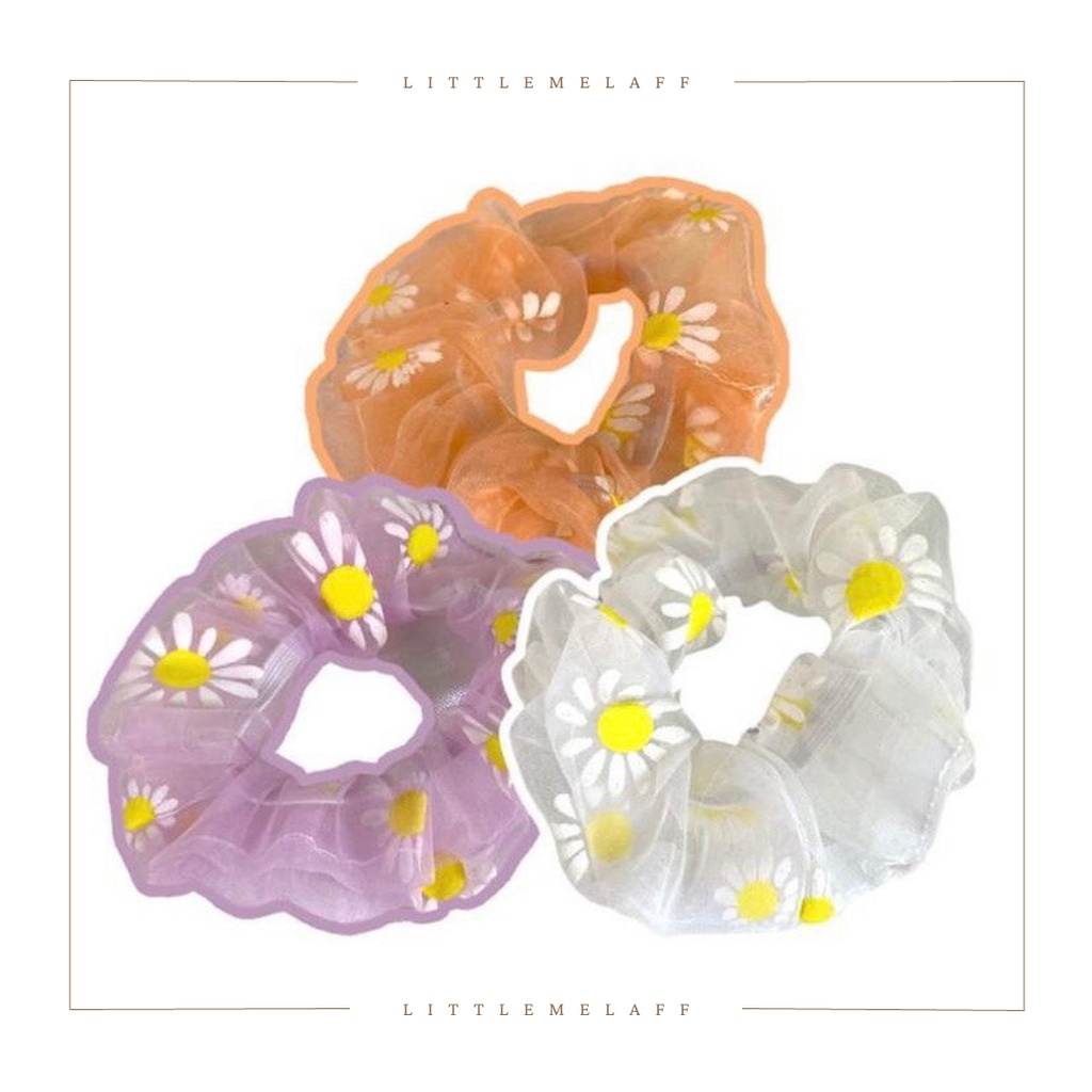 Scrunchie Mini| Ikat Rambut Wanita| Scrunchie Bunga Daisy| Ikat Rambut Korea