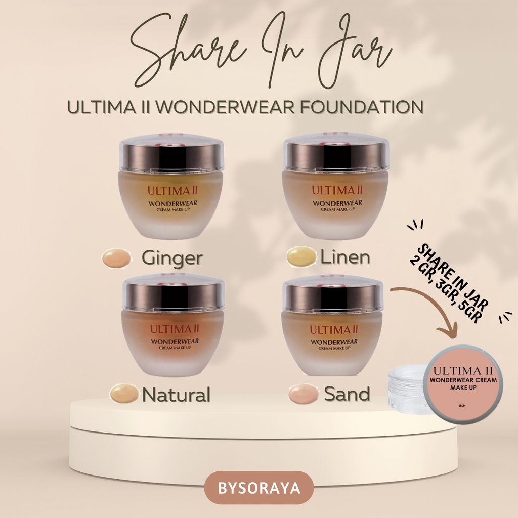 [SHARE IN JAR] ULTIMA II WONDERWEAR CREAM MAKE UP Natural Sand Ginger Linen 100% ORIGINAL