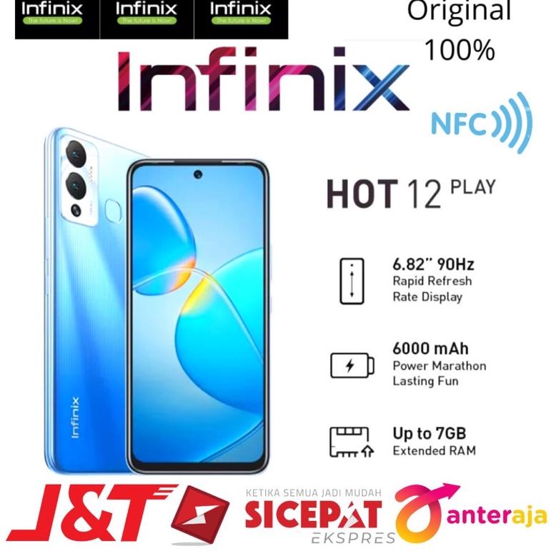 INFINIX HOT 12PLAY (NFC) RAM 4/64GB, RAM 4/128GB GARANSI RESMI