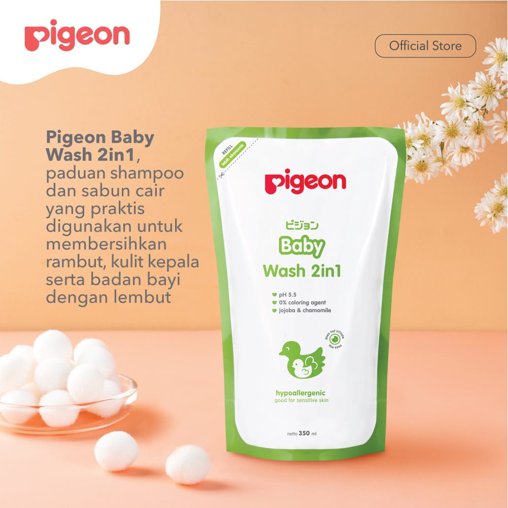 PIGEON BABY WASH 2IN1 CHAM 350ML REF