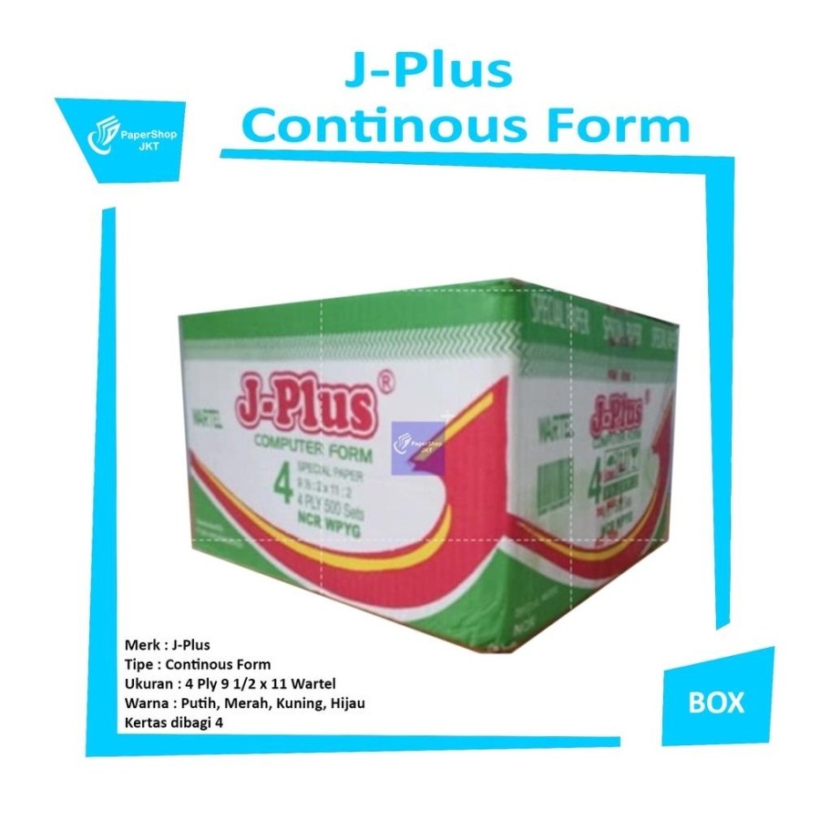 CONTINOUS FORM J-PLUS 91/2&quot; X 11&quot;/4 (WARTEL) 4 PLY (K4 WARTEL) - DUS