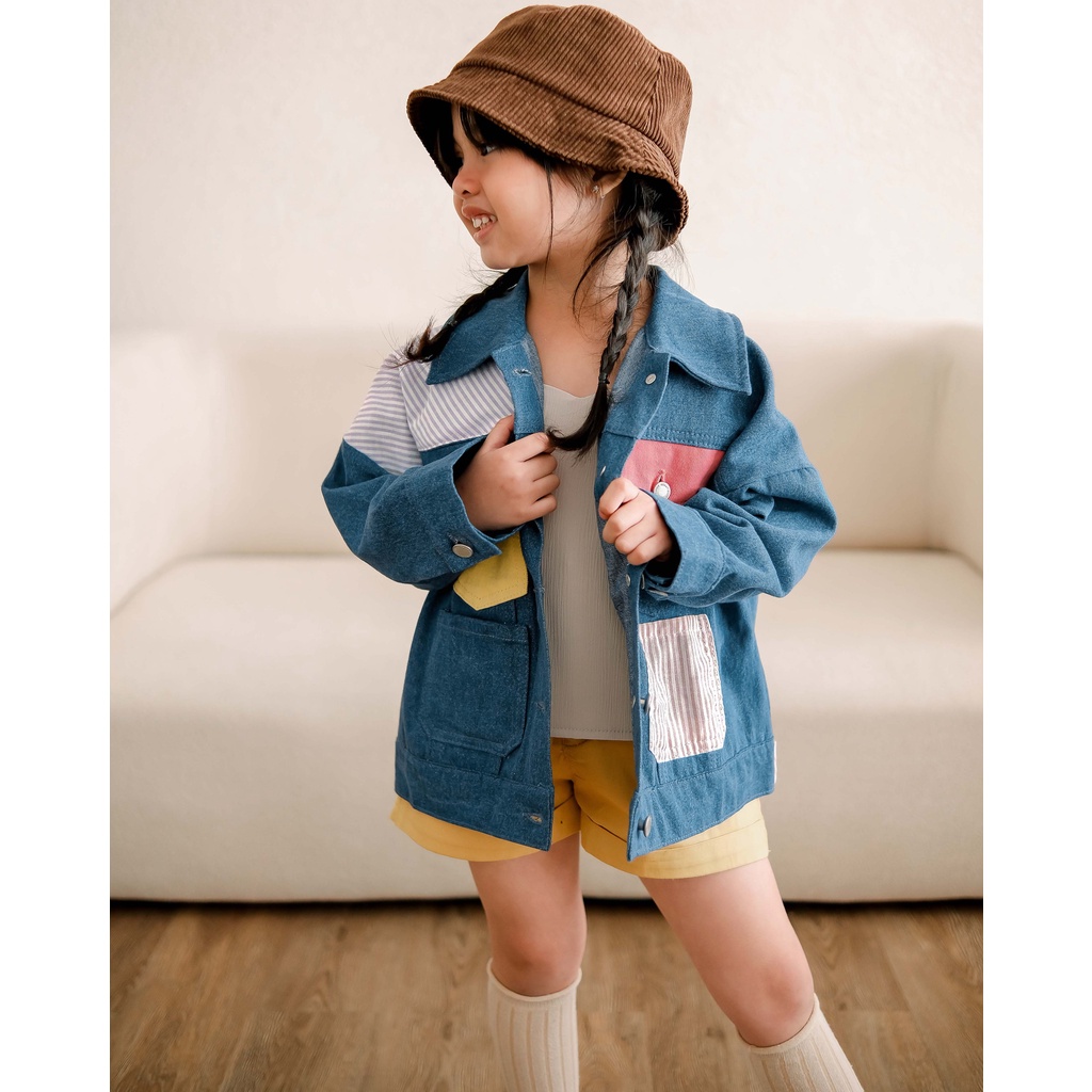 VALID DENIM JACKET | Jaket Denim Anak | Jaket Colorful Anak | Jaket Denim Anak Unisex | Jaket Jeans Anak Oversized | Jaket anak bordir patch