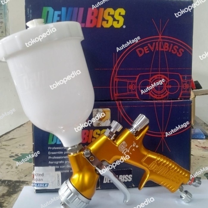 Terlaris Spray Gun Devilbiss Gti Pro Lite Gte20 1.3-1.4Mm Gold/Blue
