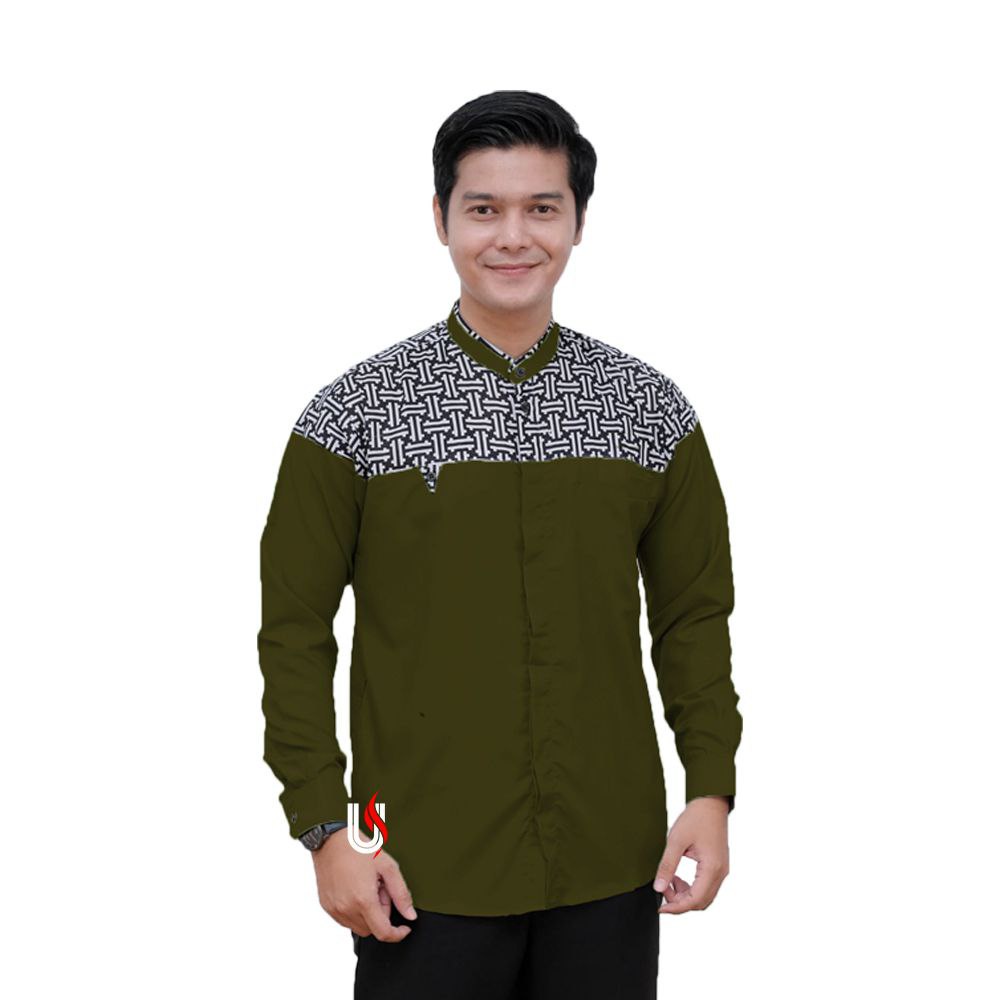 Hilwa Collection Baju Koko Pria Lengan Panjang Motif Falcon Kombinasi Batik Terbagus Didunia Warna o