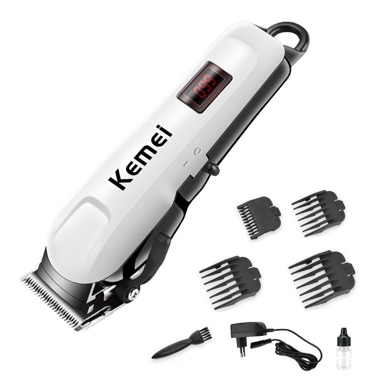 Hair Clipper Kemei KM-809A LED DISPLAY Alat Mesin Cukur Rambut/alat potong rambut Dilengkapi dengan 4 sisir pengganti untuk pemangkasan khusus