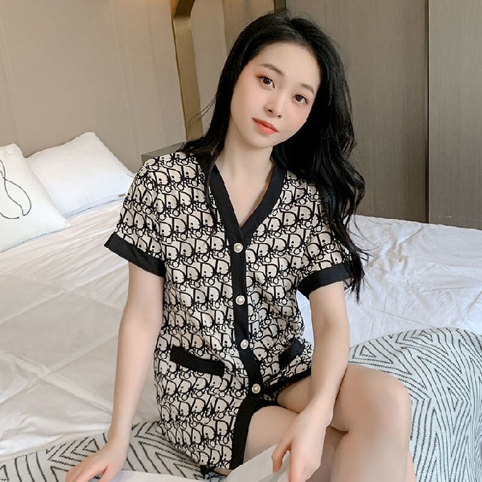 【 Bra Mall 】BM-384 iyama Wanita Dewasa Model Kancing Depan Mewah HP Lengan Pendek Celana Pendek Import High Quality Sleepwear