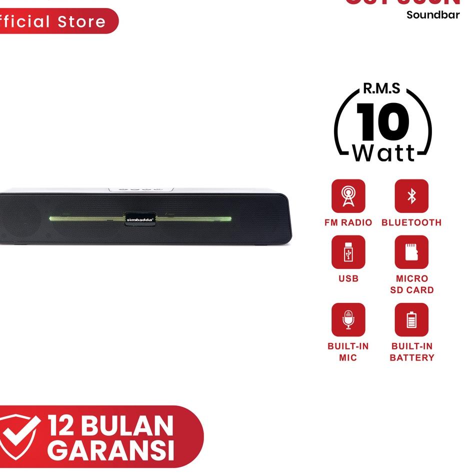 TerlarisSimbadda Portable Bluetooth Speaker CST 350N Mini Soundbar with RGB Lighting¢