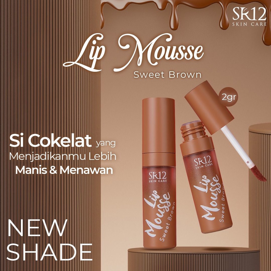 SR12 Lip Mousse Sweet Brown 2gr Melembabkan Bibir Warna Cokelat Tahan Lama