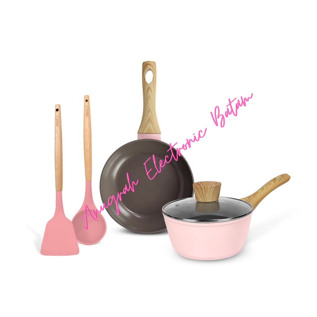 Basic Set Pink Ceramic Cypruz PI-0921 Panci Teflon set BATAM