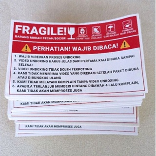 

Sticker Fragile (10pcs) - Label Resi Wajib Unboxing - Packing Olshop