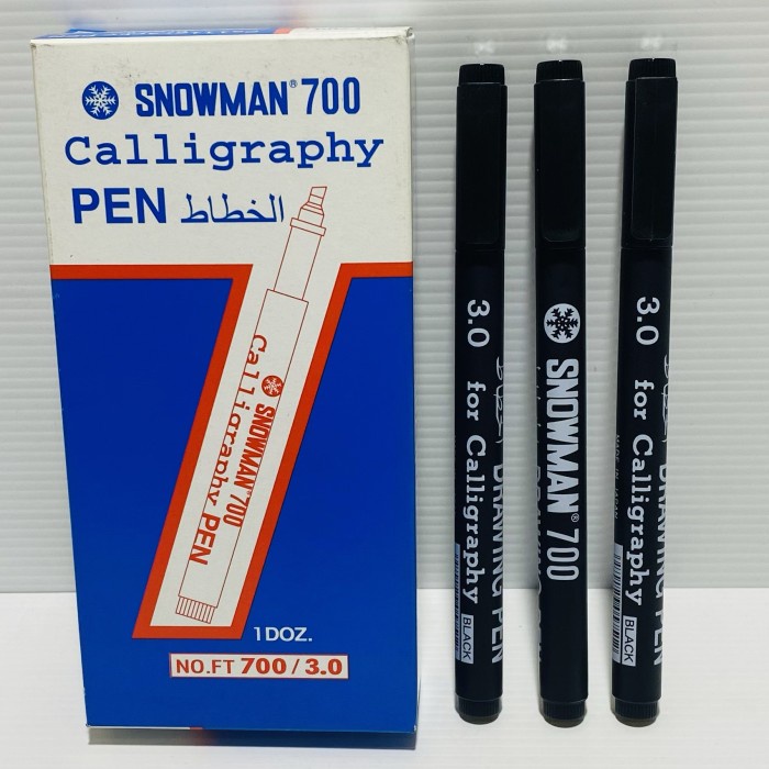 

Terlaris Drawing Pen Snowman Calligraphy 3.0 No.Ft 700 ( Hitam ) / 1 Box 12 Pcs