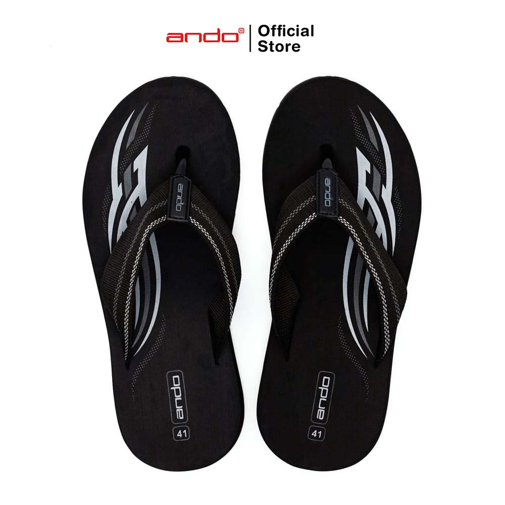 Ando Official Sandal Jepit Onfire Pria Dewasa - Hitam/Abu Abu