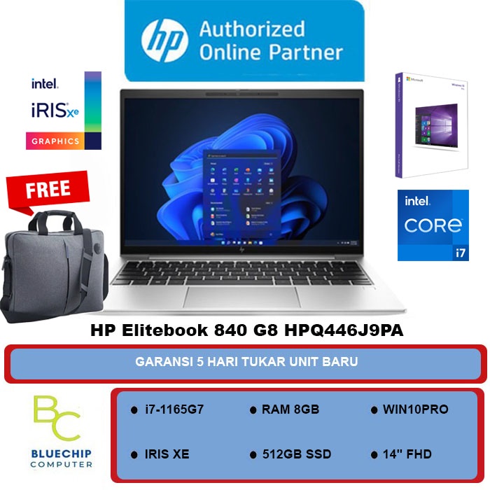 LAPTOP HP Elitebook 840 G8 HPQ446J9PA-i7-1165G7 8GB 512GB 14"WIN10PRO