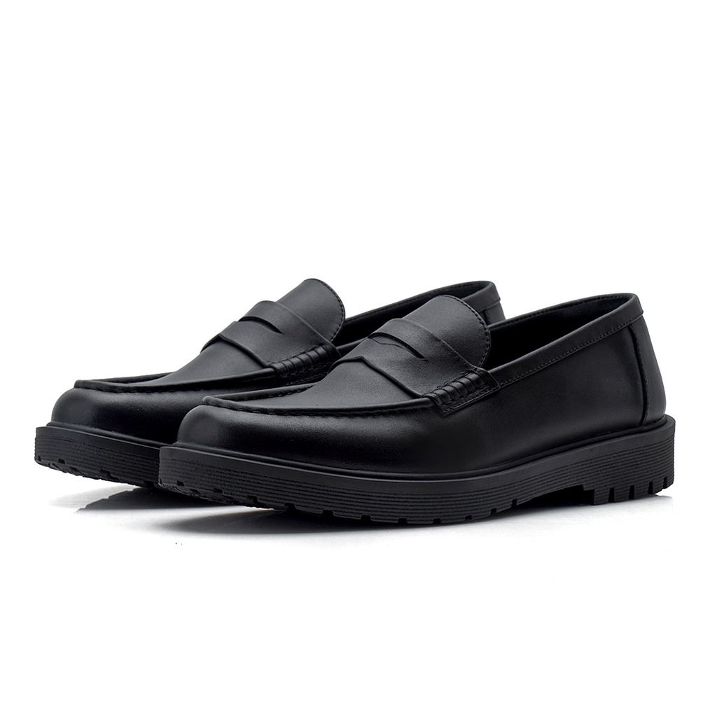 Karn Black  | Sepatu Loafers Kulit Asli Casual Matte Vintage Klasik Pria Cowok Slip On Original | FORIND x Kenzios