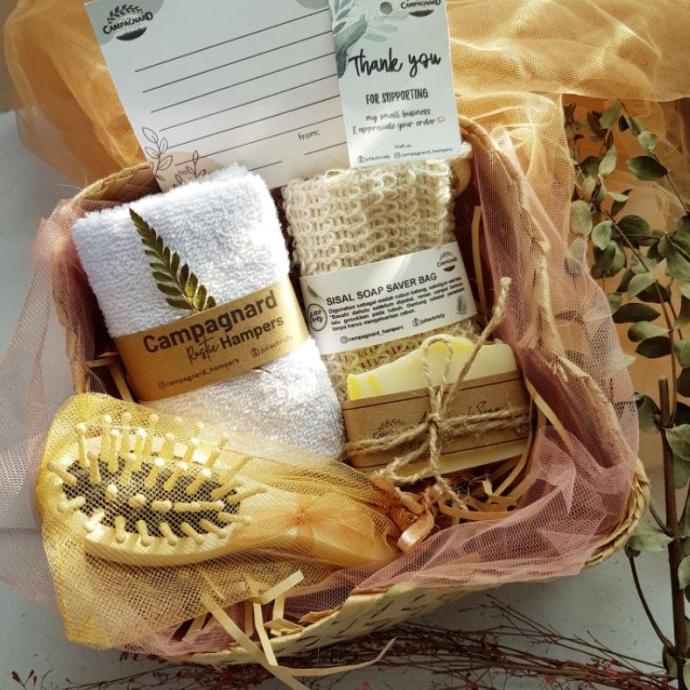 Campagnard Rustic Hampers Bath Shower Natural Set/Gift Hampers Lebaran