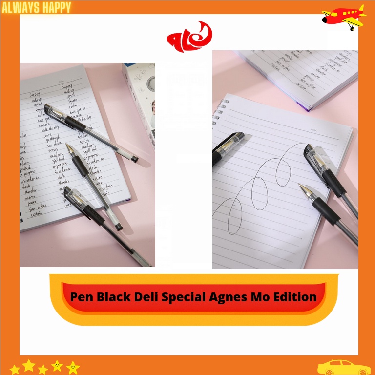 

Pulpen Gel 0.5mm CG-18 Black Deli Special Agnes Mo Edition ( 1pc )