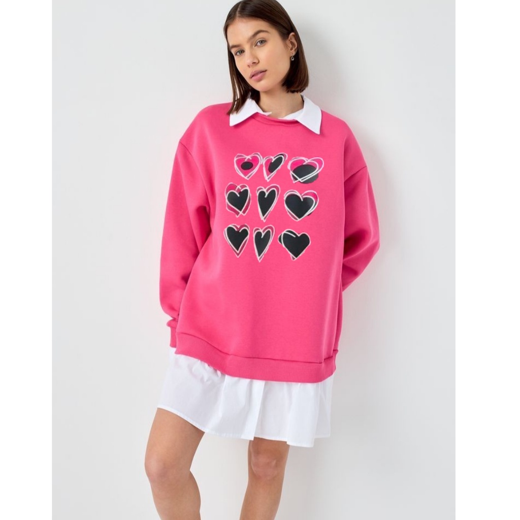 NINE LOVE SWEATER CREWNECK OBLONG - ATASAN BLOUSE WANITA ALA KOREAN FASHION TERKINI