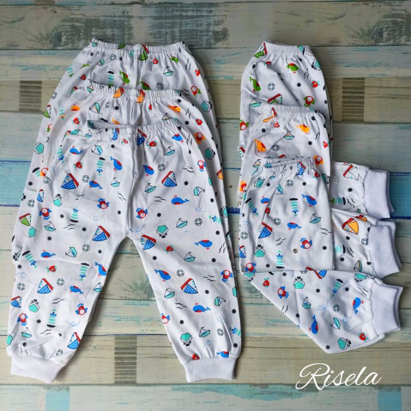 6 PCS CELANA PANJANG BAYI KATUN MOTIF DAN POLOS BUKA KAKI UNTUK BAYI  BARU LAHIR (NEW BORN) SAMPAI USIA 4 TAHUN (0-4 TAHUN) BAHAN CATTON SIZE S M L XL