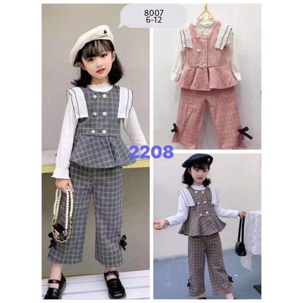 Ayana Stelan Tweed Import Korea Anak Perempuan usia 9 12 18 24 bulan 1 2 3 tahun Rompi Blazer, Blous