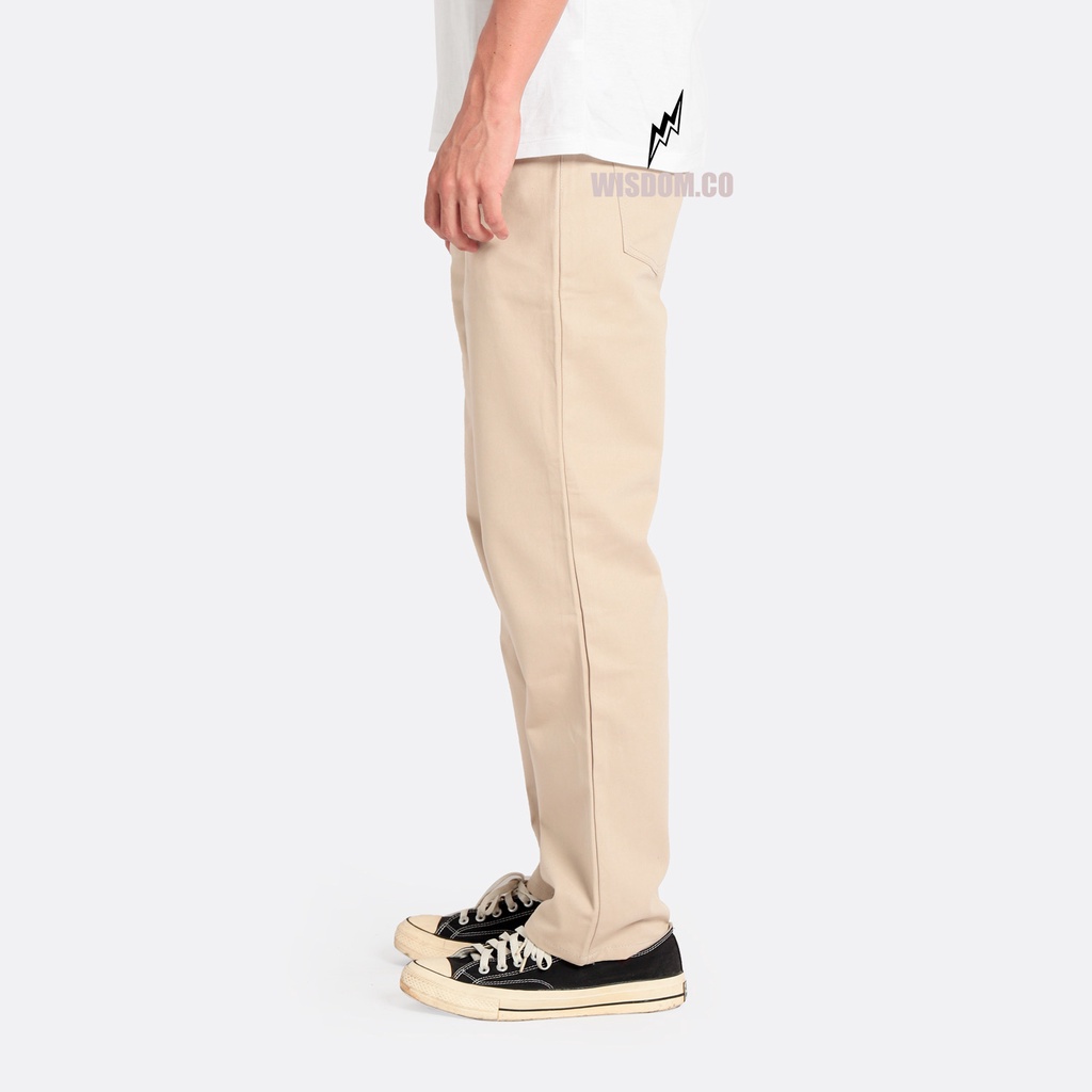 WISDOM Chino Pants Straight Canvas non Stretch Cream