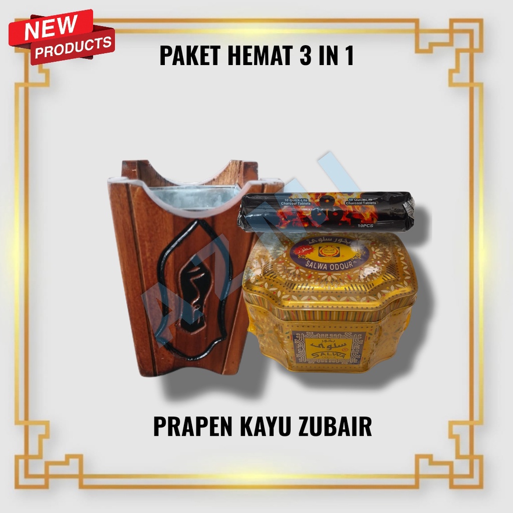 Paket Hemat Buhur Salwa Odour, Prapen Kayu dan Arang Briket
