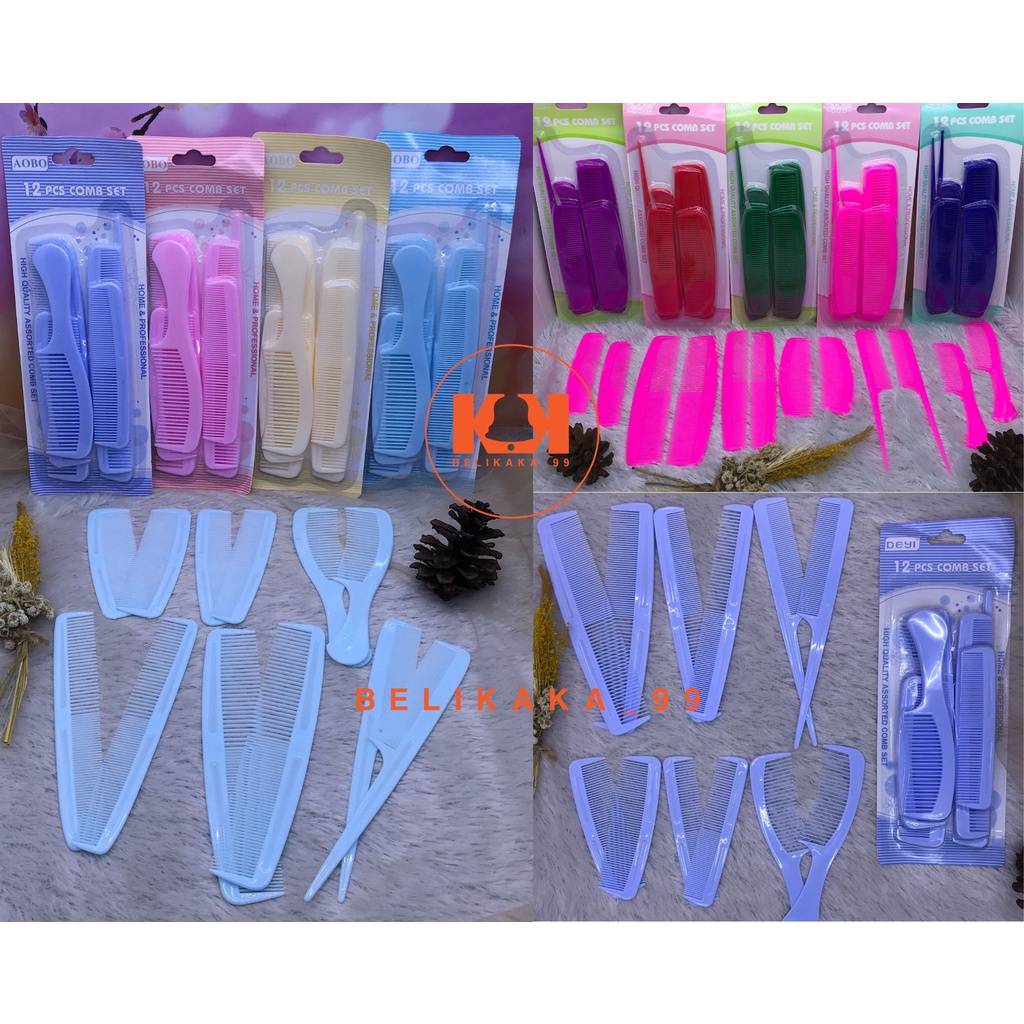 (1 SET ISI 12 PCS) SISIR RAMBUT SET WARNA ADA  6 MACAM BENTUK SISIR / SISIR 12 PCS / SISIR SET / SISIR PRIA WANITA ANAK / SISIR SET SALON LENGKAP / SISIR ISI  12 PCS / SISIR WARNA SET / SISIR WANITA