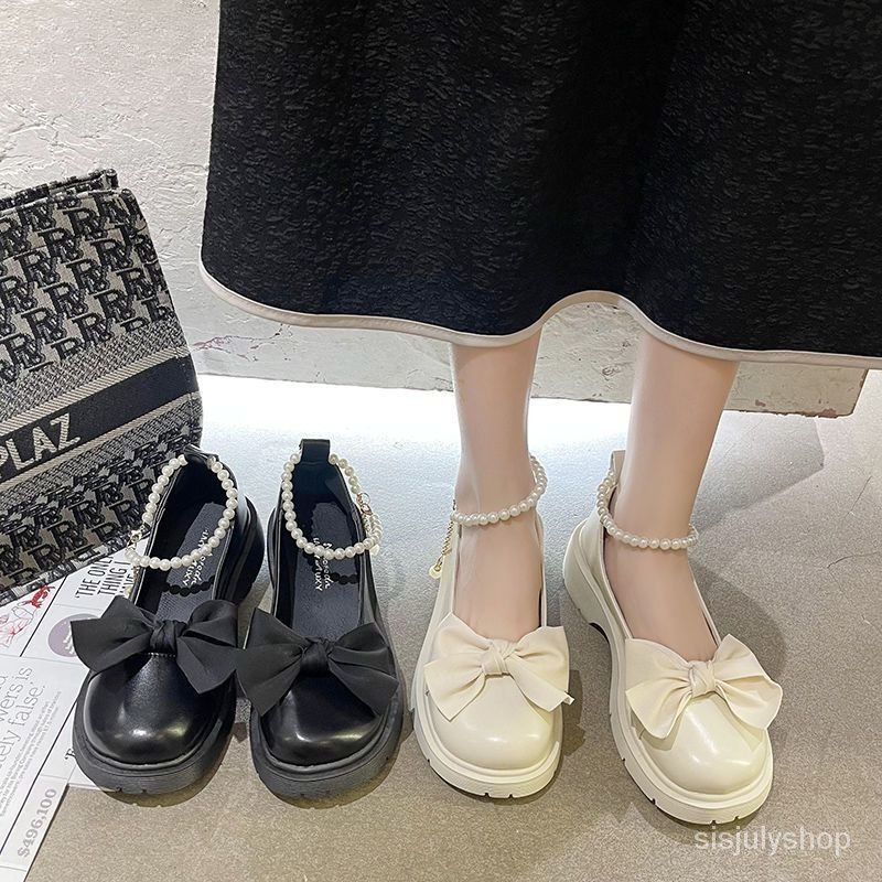 [✅BISA COD] #Sisjuly# Sepatu Mary Jane wanita wanita busur kepala bulat Jepang JK sepatu kulit kecil