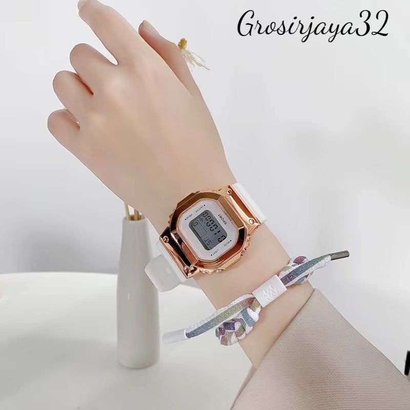 (GROSIRJAYA32) Jam Tangan Wanita Fritzy Single Display Waterproof Electronic Sports Square Leisure Digital Fashion Couple Outdoor Watches