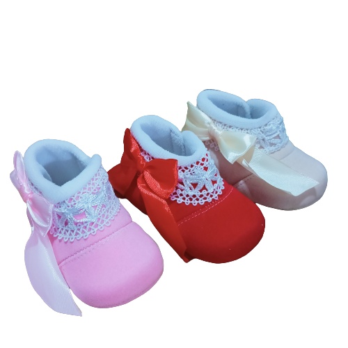 Sepatu Anak Bayi Perempuan Prewalker Shoes 0-12 bulan Murah Terbaru Renda Bulu