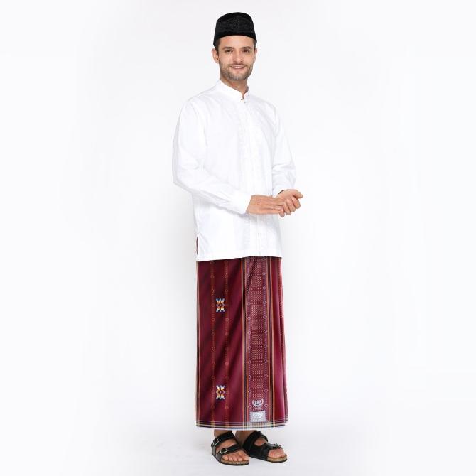 Sarung BHS Classic Silver Motif SSB Merah Maroon