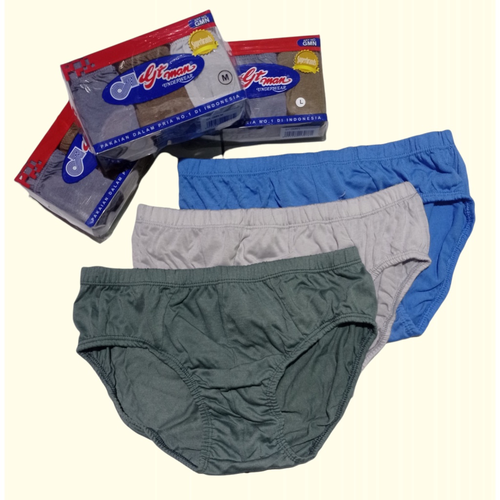 3 Pcs - Celana Dalam GMN GT Man Mika Pria Dewasa | CD GTMAN Laki Laki Pakaian Murah Katun Polos Underwear Open