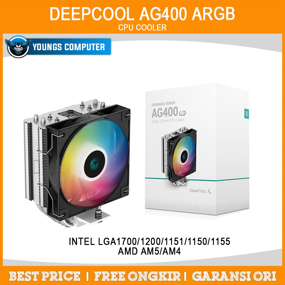 DEEPCOOL AG400 ARGB | 12cm Fan CPU Cooler Intel LGA1700 / AMD AM5