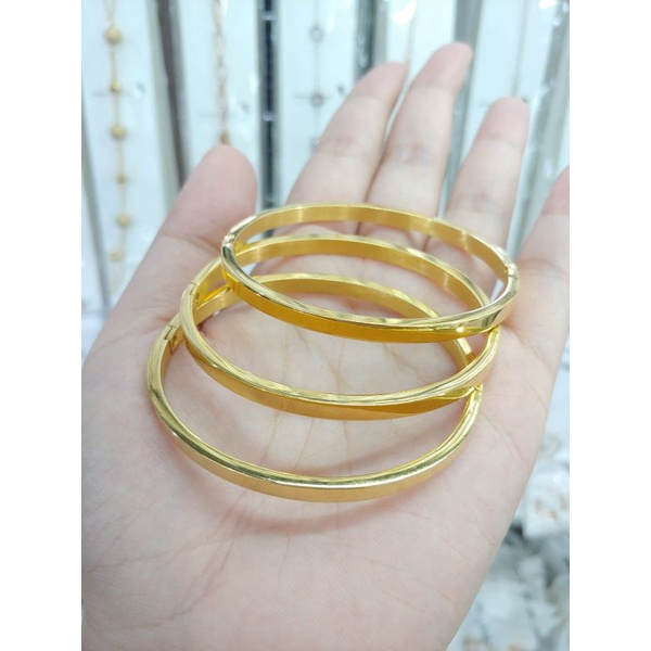 gelang gold polos titanium anti karat anti luntur