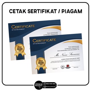 Jual Sertifikat Piagam Penghargaan / Cetak Sertifikat Piagam Murah ...