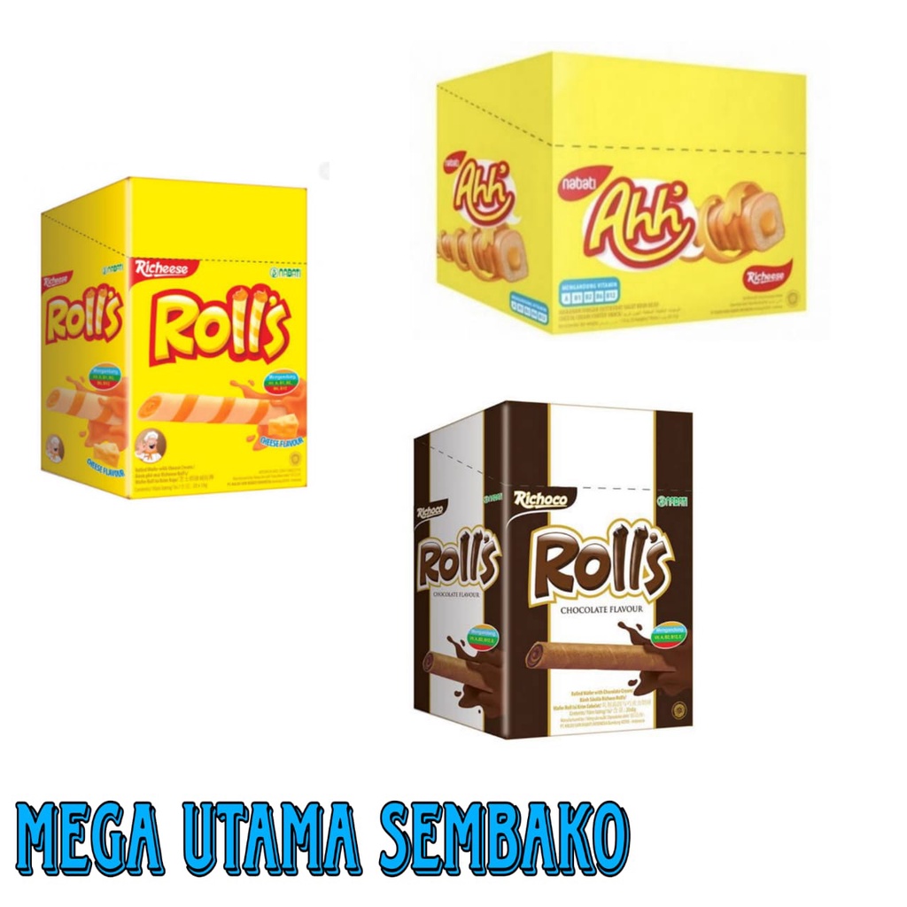 

richeese nabati ROLLss keju,coklat dan richeese AHh per box