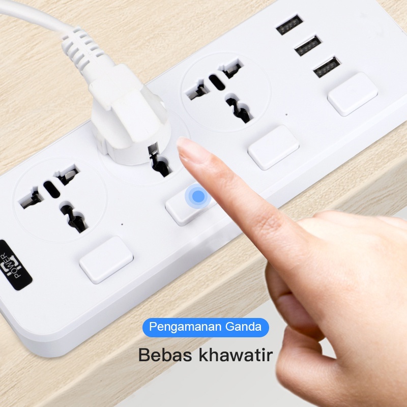 Stop Kontak Smart Power Strip Socket Colokan Listrik Socket USB Hitam/Putih