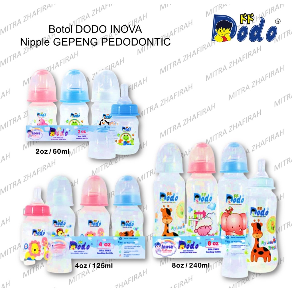 ✅MZ✅ Botol susu DODO dot gepeng 60ml / 125ml / 250ml  - Botol SUSU Dot Gepeng DODO 60ml 125ml 250ml - Botol Susu DODO INOVA Dot Orthodontic Dot Gepeng 60ml 125ml 250ml Bottle PP inova Dodo dot gepeng