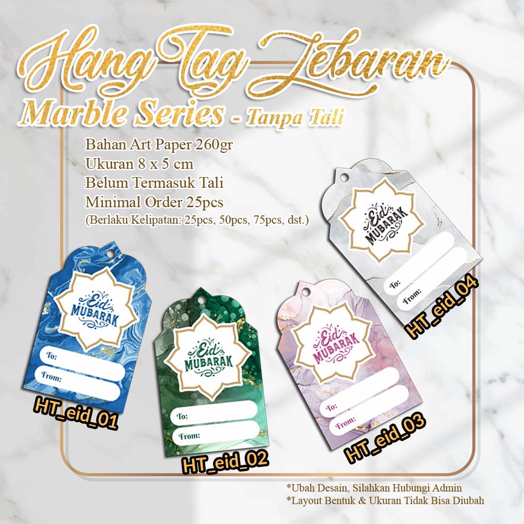 

[Minimal Order 25pcs & Berlaku Kelipatan] - LABEL HANG TAG HANGTAG LEBARAN - MARBLE SERIES - DESAIN ESTETIK MARBLE - TANPA TALI