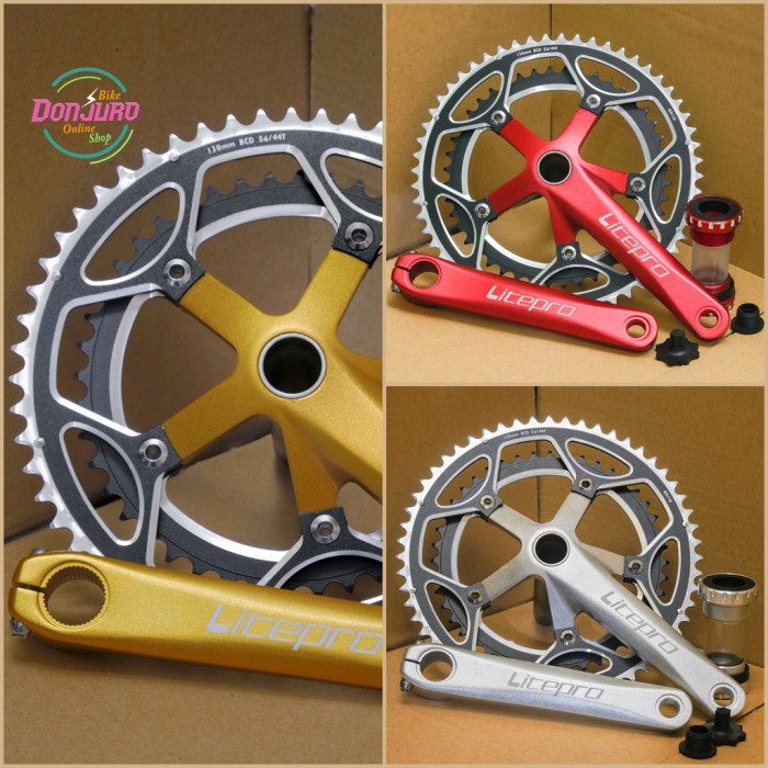 Terlaris Litepro Crankset Hollowtech 2 Double Chainring