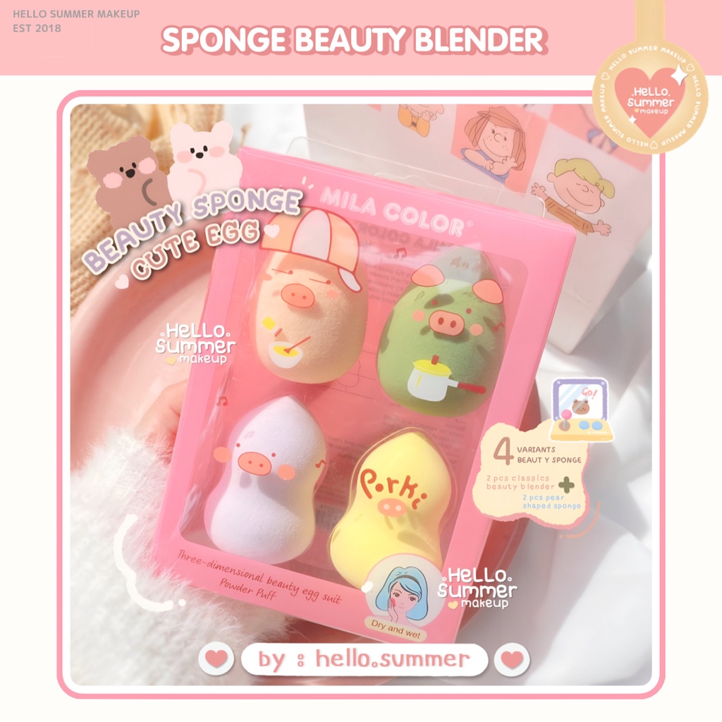 Mila Color Cute Egg Beauty Blender Make Up Sponge Aplikator Set 4pcs with Box