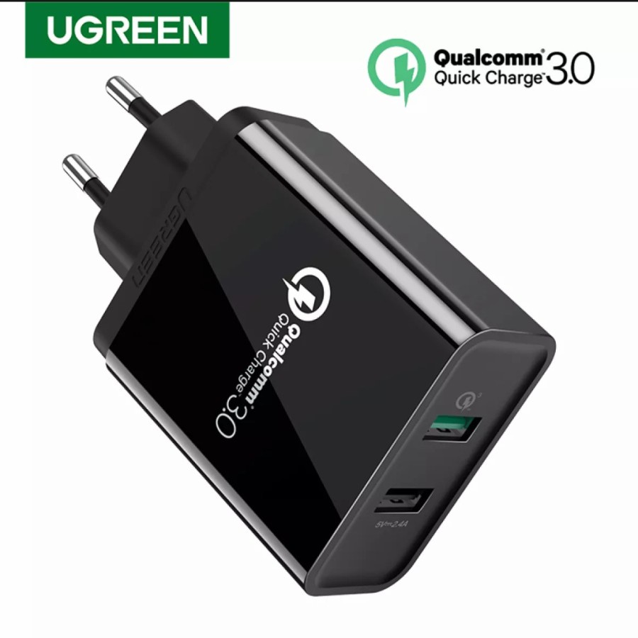 Charger Adaptor UGREEN Dual Usb 30W - Ugreen 30914 Fast Charger QC 3.0 + 2.4 A FCP
