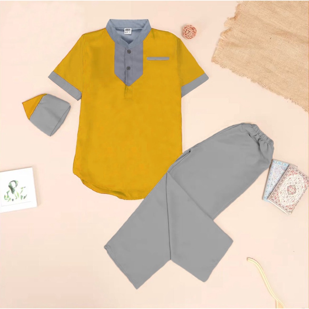 PROMO-SETELAN BAJU KOKO ANAK LAKI LAKI TERBARU DAN TERKINI SETELAN BAJU NGAJI ANAK ANAK BERMOTIF POLOS SETELAN PAKAIAN KOKO ANAK BERPECI 2023