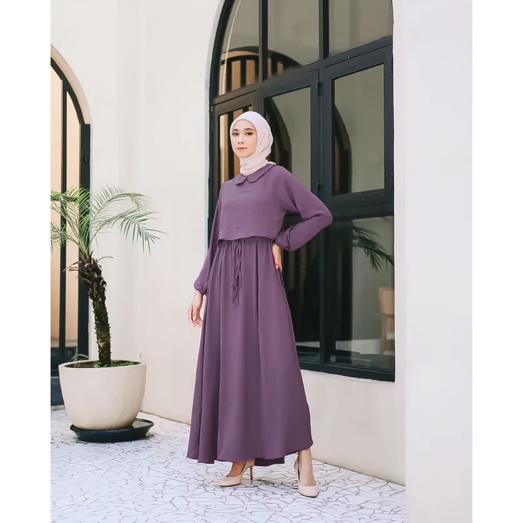 Baju Pesta Gamis Cantik Wanita Remaja Muslim Adem Mewah Elegan Trand Kondangan Viral Model Terbaru L