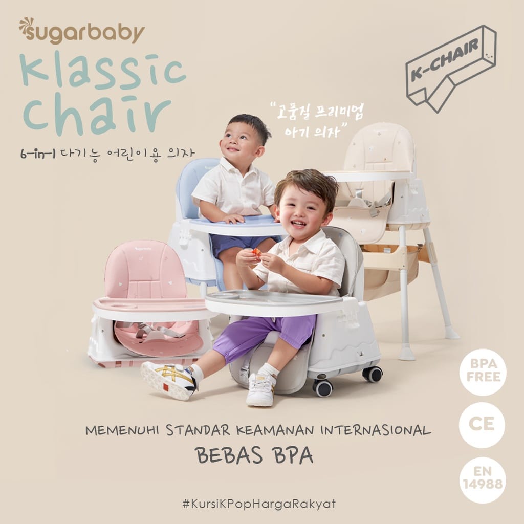 Sugarbaby Klassic Chair 6in1 Multifunction High Chair - Kursi Duduk Anak K-CHAIR